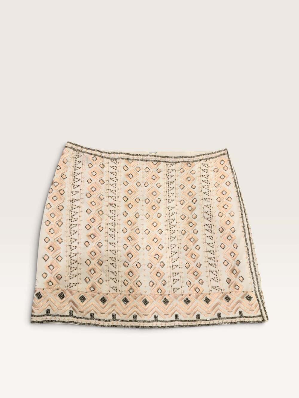 Club Monaco Beaded Mini Skirt Size 4 Cream Embroidered